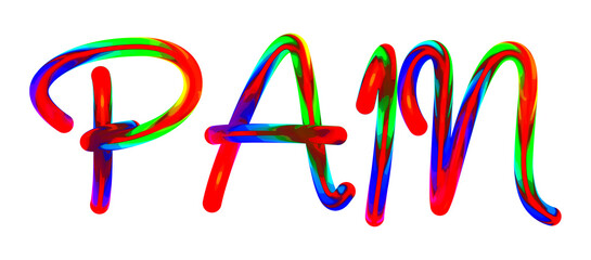 Pain - text written with colorful custom font on white background. Colorful Alphabet Design 3D Typography