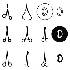 various professional medical Scissors icon set 