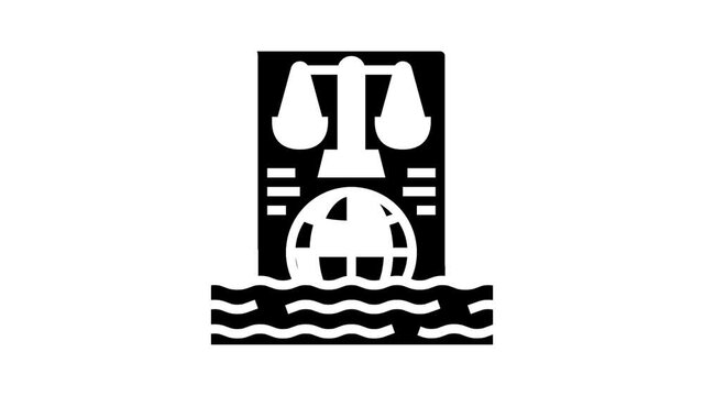 ocean and law of sea social problem animated glyph icon. ocean and law of sea social problem sign. isolated on white background