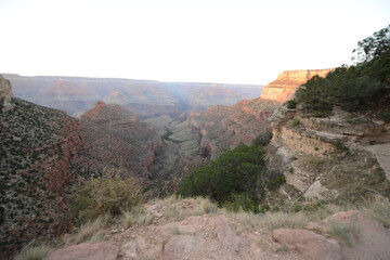 Scenic view of a trail on the south rim of the Grand Canyon