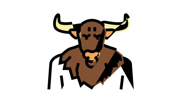 minotaur ancient greece animated color icon. minotaur ancient greece sign. isolated on white background