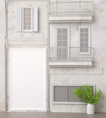 3D Mockup photo frame on beautifull wall