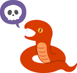 牙があるヘビとドクロマーク