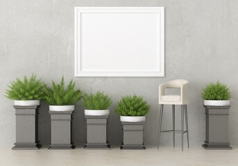 3D Mockup photo frame in Modern interior of living room