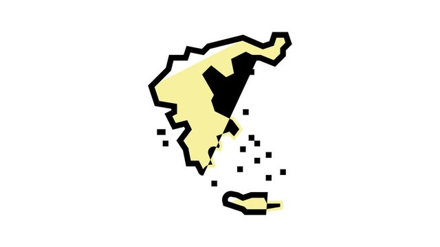 greece map civilization animated color icon. greece map civilization sign. isolated on white background