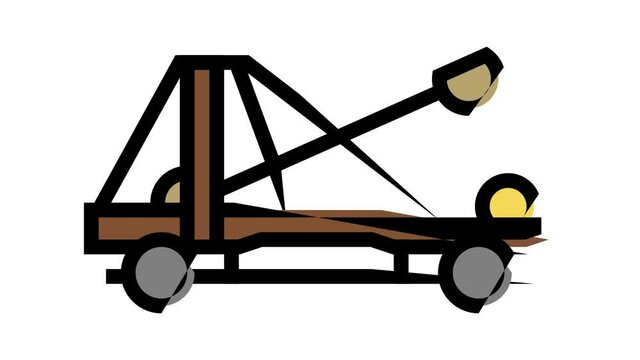 catapult weapon ancient rome animated color icon. catapult weapon ancient rome sign. isolated on white background