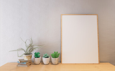 3D Mockup photo frame in Modern interior of living room