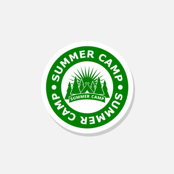Summer camp sticker icon isolated on white background