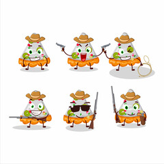 Cool cowboy slice of fruit tart cartoon character with a cute hat