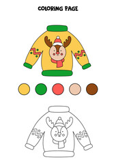 Fototapeta premium Color cute cartoon sweater. Worksheet for kids.