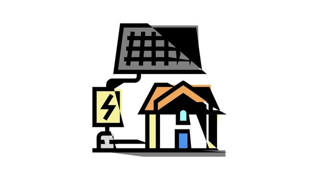 solar electricity installation animated color icon. solar electricity installation sign. isolated on white background