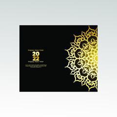 Happy new year banner or card template with luxury mandala.