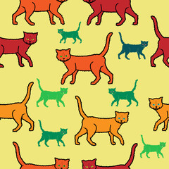 Cat seamless pattern background with pastel colors