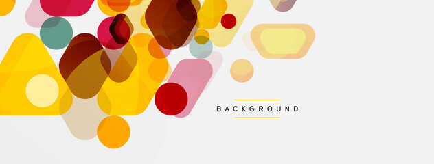 Color bubbles and rounded geometric shapes on white. Vector geometric minimal abstract background for wallpaper, banner, background, landing page