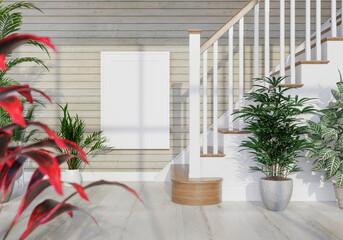 3D Mockup photo frame in Modern interior of living room