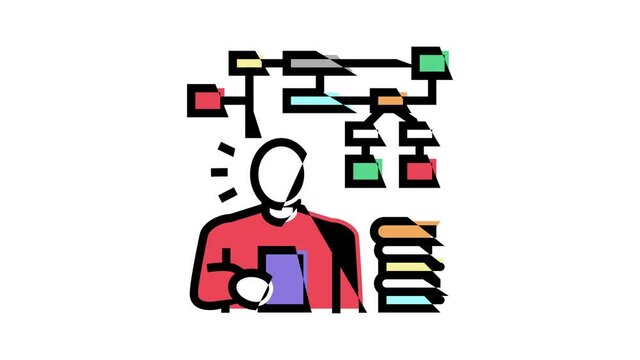 learning algorithm animated color icon. learning algorithm sign. isolated on white background