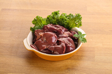 Raw chicken liver in the bowl