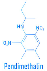 Pendimethalin dinitroaniline class herbicide molecule. Skeletal formula.