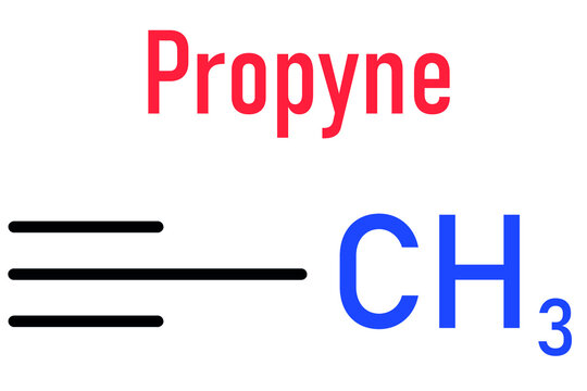 Propyne or methylacetylene molecule. Skeletal formula.