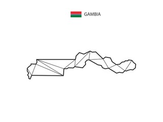 Mosaic triangles map style of Gambia isolated on a white background. Abstract design for vector.