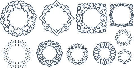 Abstract cartoon frame border various shapes set