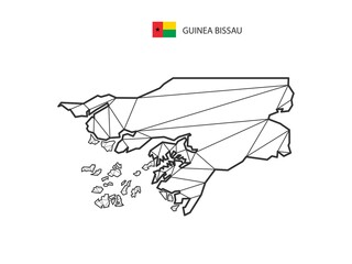 Mosaic triangles map style of Guinea-Bissau isolated on a white background. Abstract design for vector.