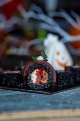 Halloween sushi rolls on the table