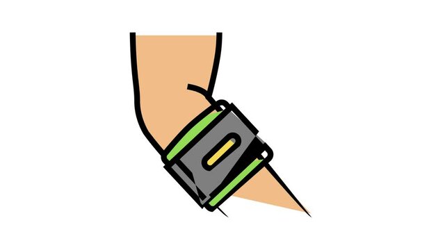 tennis braces animated color icon. tennis braces sign. isolated on white background