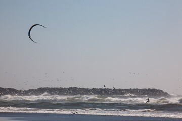 kite surfing on the beach
