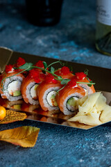 Halloween sushi rolls on the table