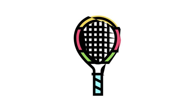 junior tennis racquet animated color icon. junior tennis racquet sign. isolated on white background