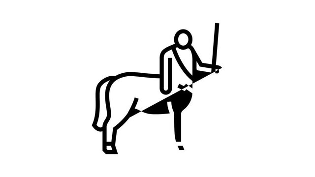 centaur ancient greece animated line icon. centaur ancient greece sign. isolated on white background