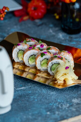 Halloween sushi rolls on the table