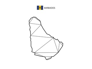 Mosaic triangles map style of Barbados isolated on a white background. Abstract design for vector.