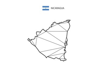 Mosaic triangles map style of Nicaragua isolated on a white background. Abstract design for vector.