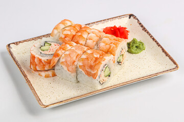 Japanese roll with prawn and cucumber