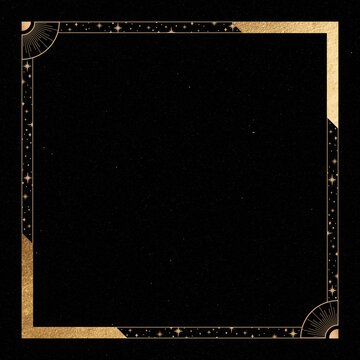 Mystical Golden Frame On Black Background Vector