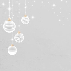 White Christmas bauble patterned on gray background vector - obrazy, fototapety, plakaty