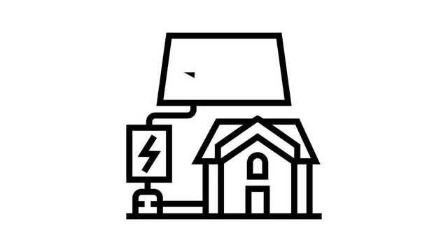 solar electricity installation animated line icon. solar electricity installation sign. isolated on white background
