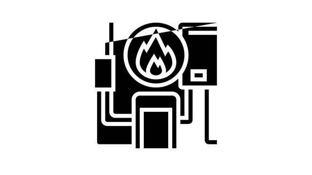 heating system animated line icon. heating system sign. isolated on white background