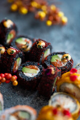 Halloween sushi rolls on the table