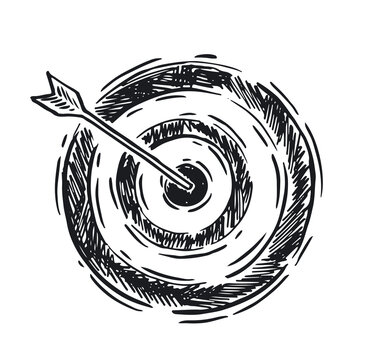 Target arrow hand drawn illustration. Vector.