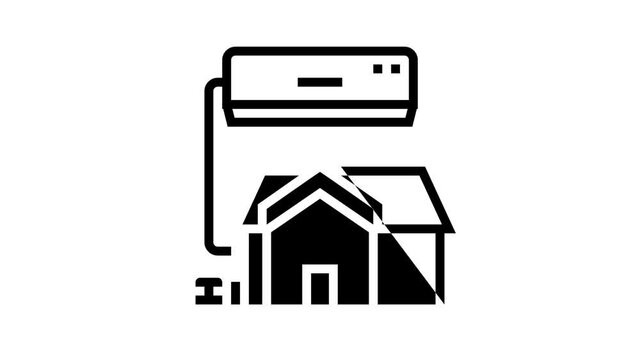 residential conditioning system animated line icon. residential conditioning system sign. isolated on white background