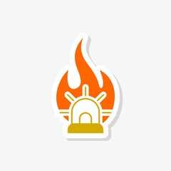 Fire alarm sticker icon isolated on white background