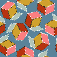 Obraz premium Boxes with a lid on a blue background. seamless pattern of abstract shapes with white and dark strokes.