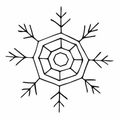 Fototapeta premium A single vector snowflake icon. Hand-drawn winter doodle illustration.