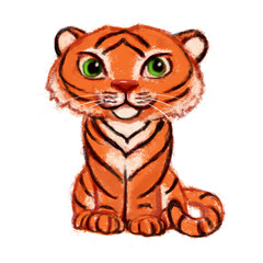 Cute little orange tiger sitting