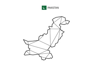 Mosaic triangles map style of Pakistan isolated on a white background. Abstract design for vector.