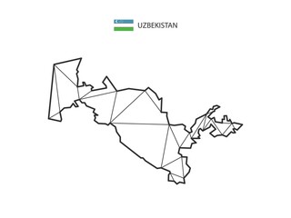 Mosaic triangles map style of Uzbekistan isolated on a white background. Abstract design for vector.