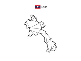 Mosaic triangles map style of Laos isolated on a white background. Abstract design for vector.